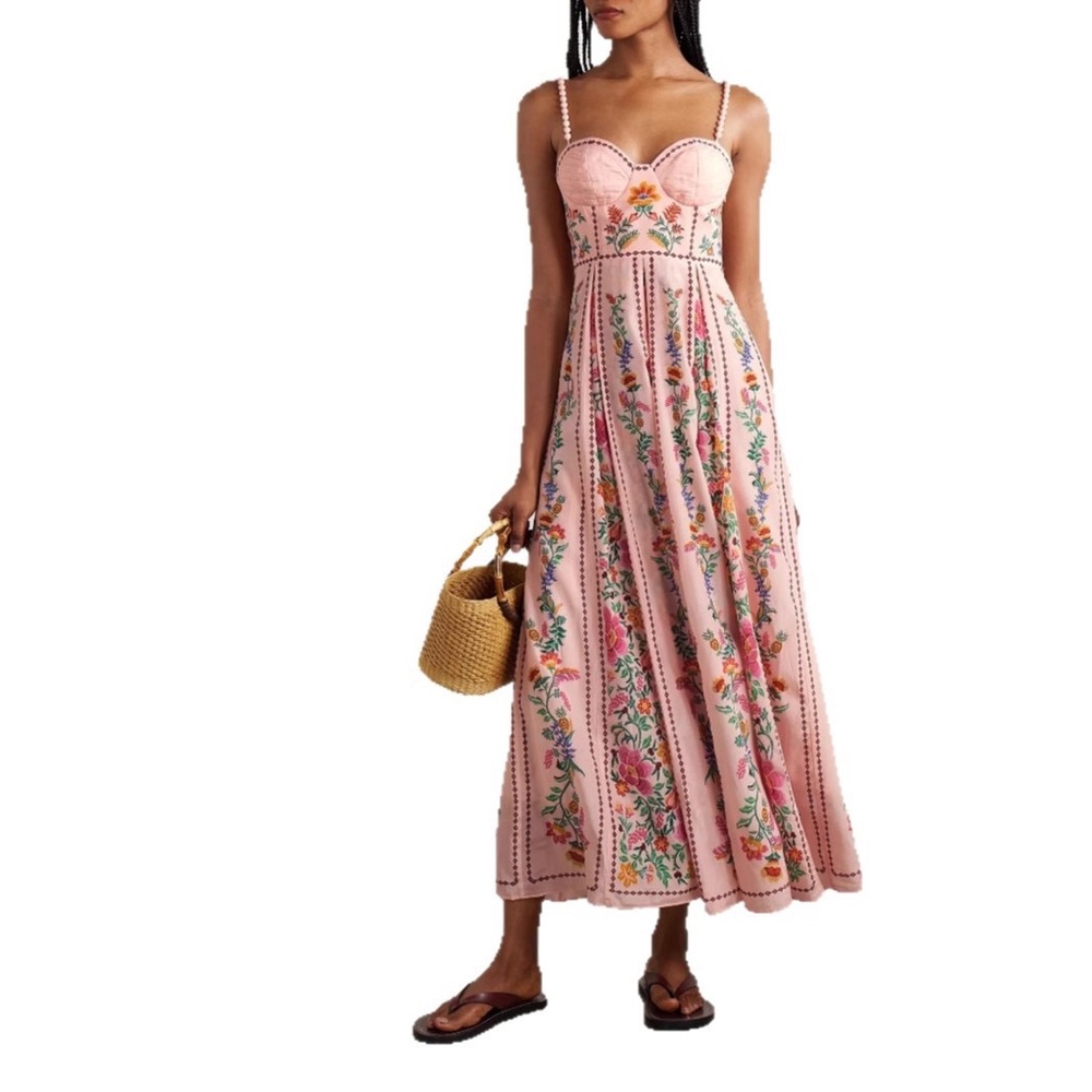 Zimmermann Pink Floral Embroidered Maxi Dress - Picture 6 of 6